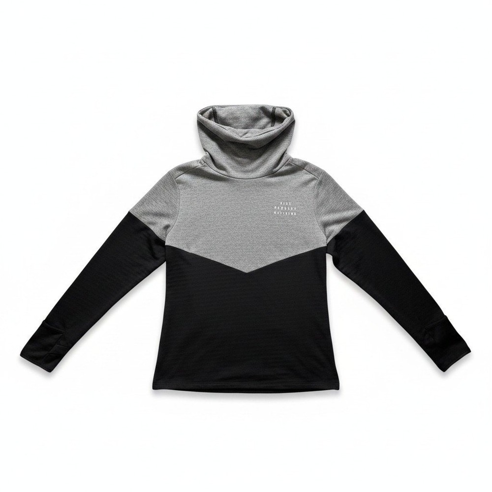 Nike S Gray Black Womens Running Division Therma-FIT Pullover Athleisure Casual